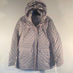 Nautica Quilted Hooded Jacket in Light Gray
